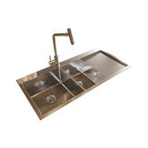 1000*500*220 SS316 Stainless steel kitchen sink 1 3-4 Bowls top mount drop in Drainer board on RIGHT